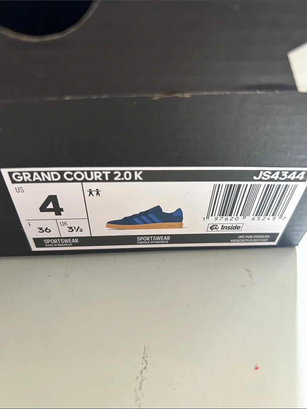 adidas Kids Blue and Gum Court-Style Sneakers